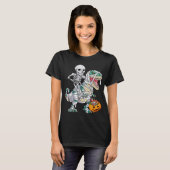 Skeleton Riding Mummy Dinosaur T rex Halloween Kin T-Shirt (Vorne ganz)