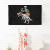 Skeleton Riding Mummy Dinosaur T rex Halloween Spa Banner (Insitu)