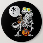 Skeleton Riding Mummy Dinosaur T Rex Halloween Spa Button (Vorderseite)