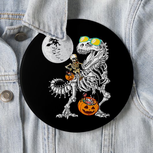Skeleton Riding Mummy Dinosaur T Rex Halloween Spa Button (Beispiel)