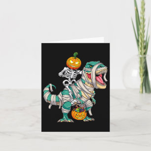 Skeleton Riding Mummy Dinosaur T Rex Halloween Spa Karte