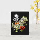 Skeleton Riding Mummy Dinosaur T Rex Halloween Spa Karte (Gelbe Blume)