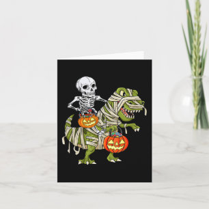 Skeleton Riding Mummy Dinosaur T rex Halloween Spa Karte