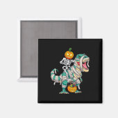 Skeleton Riding Mummy Dinosaur T rex Halloween Spa Magnet (Vorderseite/Rückseite)