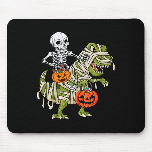 Skeleton Riding Mummy Dinosaur T Rex Halloween Spa Mousepad (Vorne)