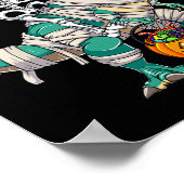 Skeleton Riding Mummy Dinosaur T rex Halloween Spa Poster (Ecke)