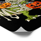 Skeleton Riding Mummy Dinosaur T rex Halloween Spa Poster (Ecke)