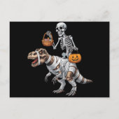 Skeleton Riding Mummy Dinosaur T rex Halloween Spa Postkarte (Vorderseite)
