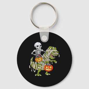 Skeleton Riding Mummy Dinosaur T Rex Halloween Spa Schlüsselanhänger