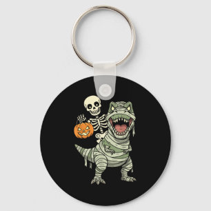 Skeleton Riding Mummy Dinosaur T Rex Halloween Spa Schlüsselanhänger