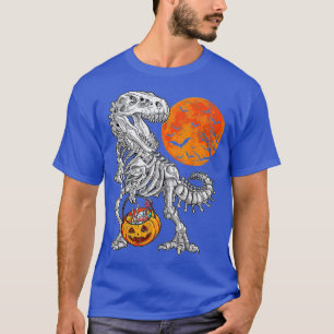 Skeleton Riding Mummy Dinosaur T Rex Halloween Spa T-Shirt