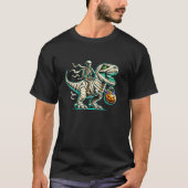 Skeleton Riding Mummy Dinosaur T rex Halloween Spa T-Shirt (Vorderseite)