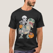 Skeleton Riding Mummy Dinosaur T rex Halloween Spa T-Shirt (Vorderseite)
