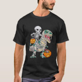 Skeleton Riding Mummy Dinosaur T Rex Halloween Spa T-Shirt (Vorderseite)