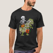 Skeleton Riding Mummy Dinosaur T rex Halloween Spa T-Shirt (Vorderseite)