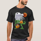 Skeleton Riding Mummy Dinosaur T rex Halloween Spa T-Shirt (Vorderseite)