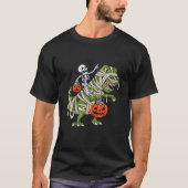 Skeleton Riding Mummy Dinosaur T Rex Halloween Spa T-Shirt (Vorderseite)