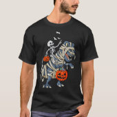 Skeleton Riding Mummy Dinosaur T rex Halloween Spa T-Shirt (Vorderseite)