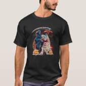Skeleton Riding Mummy Dinosaur T Rex Halloween Spa T-Shirt (Vorderseite)