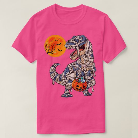 Skeleton Riding Mummy Dinosaur T rex Halloween Spa T-Shirt (Design vorne)