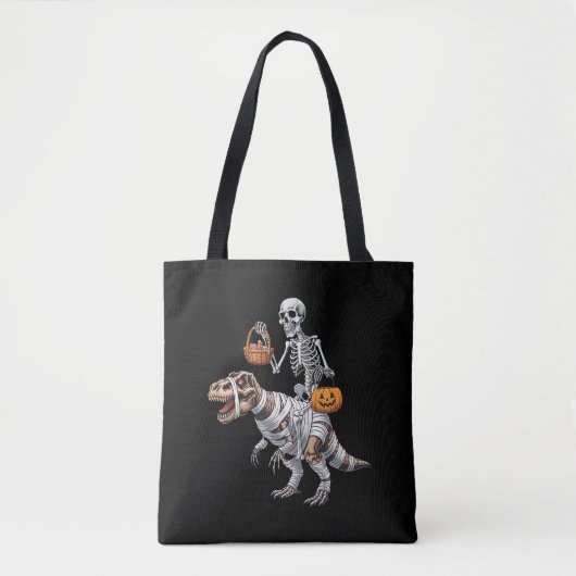 Skeleton Riding Mummy Dinosaur T rex Halloween Spa Tasche (Vorderseite)