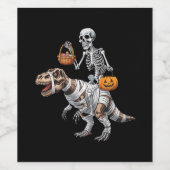 Skeleton Riding Mummy Dinosaur T rex Halloween Spa Weinetikett (Einzelnes Label)