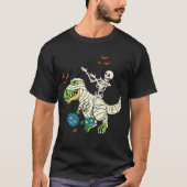 Skeleton Riding Mummy Dinosaur T rex Halloween T-Shirt (Vorderseite)