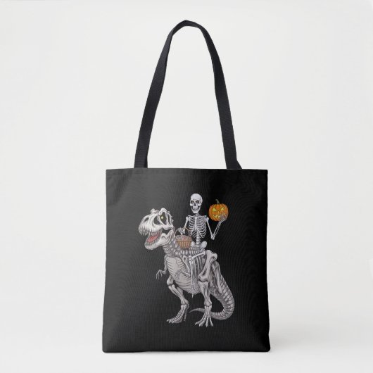 Skeleton Riding Mummy Dinosaur T rex Halloween Tasche (Vorderseite)