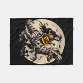 Skeleton Riding Mummy Dinosaur T Rex Pumpkin Funny Fleecedecke (Vorderseite (Horizontal))