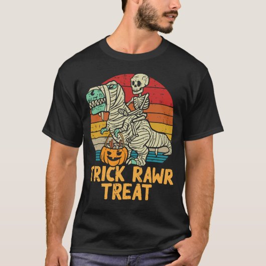 Skeleton Riding Mummy Dinosaur T Rex T-Shirt (Vorderseite)