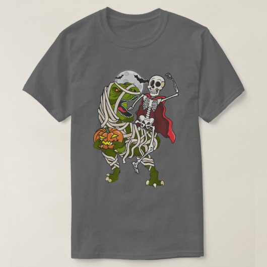 Skeleton Riding Mummy Dinosaurier Halloween T Re P T-Shirt (Design vorne)