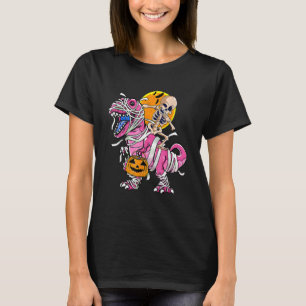 Skeleton Riding Mummy Dinosaurier rex Halloween Pu T-Shirt
