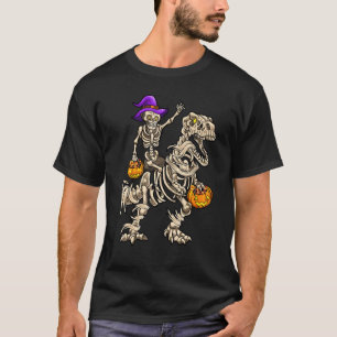Skeleton Riding Mummy Dinosaurier rex Halloween Pu T-Shirt