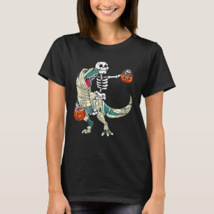 Skeleton Riding Mummy Dinosaurier rex Halloween Pu T-Shirt