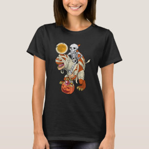 Skeleton Riding Mummy Dinosaurier rex Halloween Pu T-Shirt