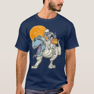 Skeleton Riding Mummy Halloween Dinosaur T Pump T-Shirt