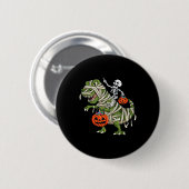 Skeleton Riding Mummy T Rex Halloween Boys Girls K Button (Vorne & Hinten)