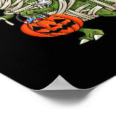 Skeleton Riding Mummy T Rex Halloween Boys Girls K Poster (Ecke)