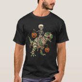Skeleton Riding Mummy TRex Dinosaur Funny Hallowen T-Shirt (Vorderseite)