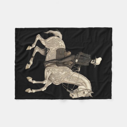 Skeleton Riding Pferd Cowboy Horse Lover Halloween Fleecedecke (Vorderseite (Horizontal))