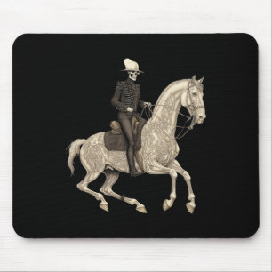 Skeleton Riding Pferd Cowboy Horse Lover Halloween Mousepad