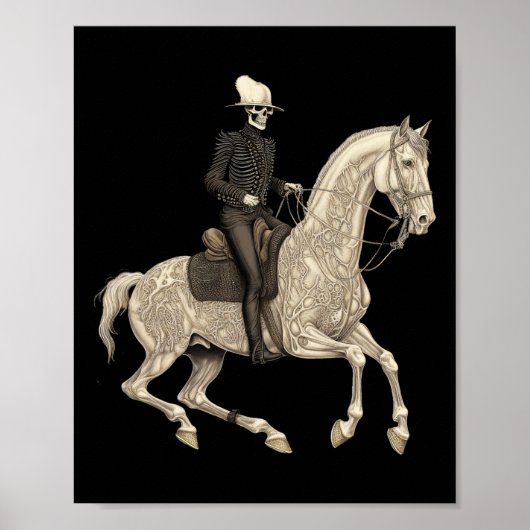 Skeleton Riding Pferd Cowboy Horse Lover Halloween Poster (Vorne)