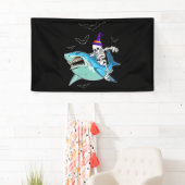 Skeleton Riding Shark Funny - Crazy Halloween Gesc Banner (Insitu)