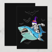 Skeleton Riding Shark Funny - Crazy Halloween Gesc Einladung (Vorne/Hinten)