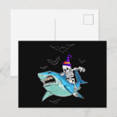 Skeleton Riding Shark Funny - Crazy Halloween Gesc Postkarte (Vorne/Hinten)