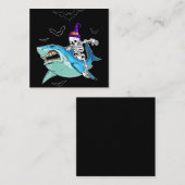 Skeleton Riding Shark Funny - Crazy Halloween Gesc Quadratische Visitenkarte (Vorne/Hinten)