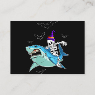 Skeleton Riding Shark Funny - Crazy Halloween Gesc Visitenkarte