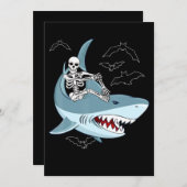 Skeleton Riding Shark Funny Halloween Boys Girls Einladung (Vorne/Hinten)