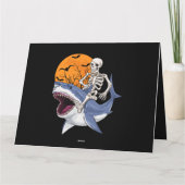 Skeleton Riding Shark Funny Halloween Costume Boys Karte (Rückseite)