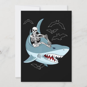 Skeleton Riding Shark Funny Halloween Geschenke Feiertagskarte